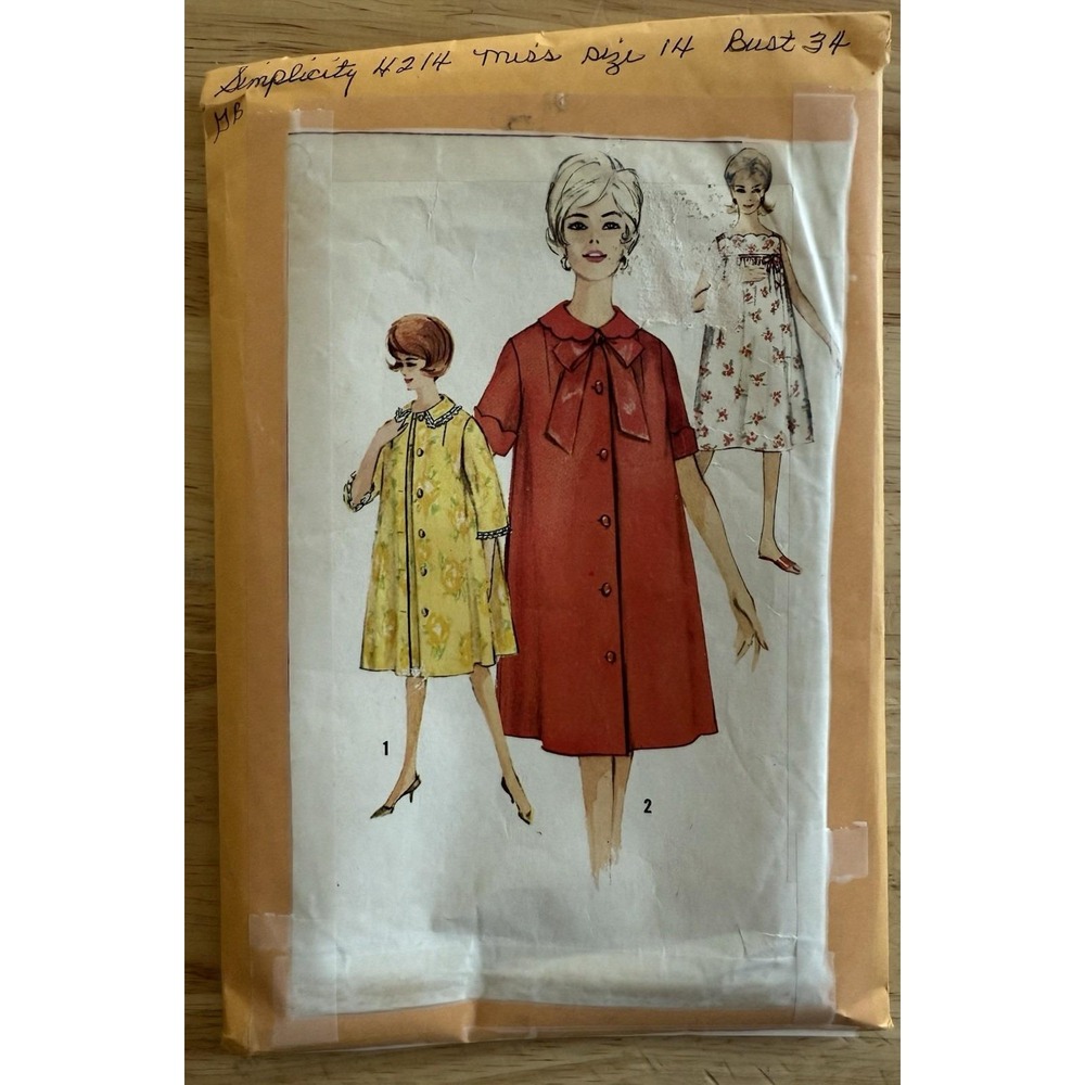 Simplicity Pattern 4214 Size 14 Bust 34‎ Nightgown And Robes Cut Complete